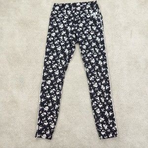 Victorias Secret PINK Leggings Women's Medium Black Floral High Waist Stretch